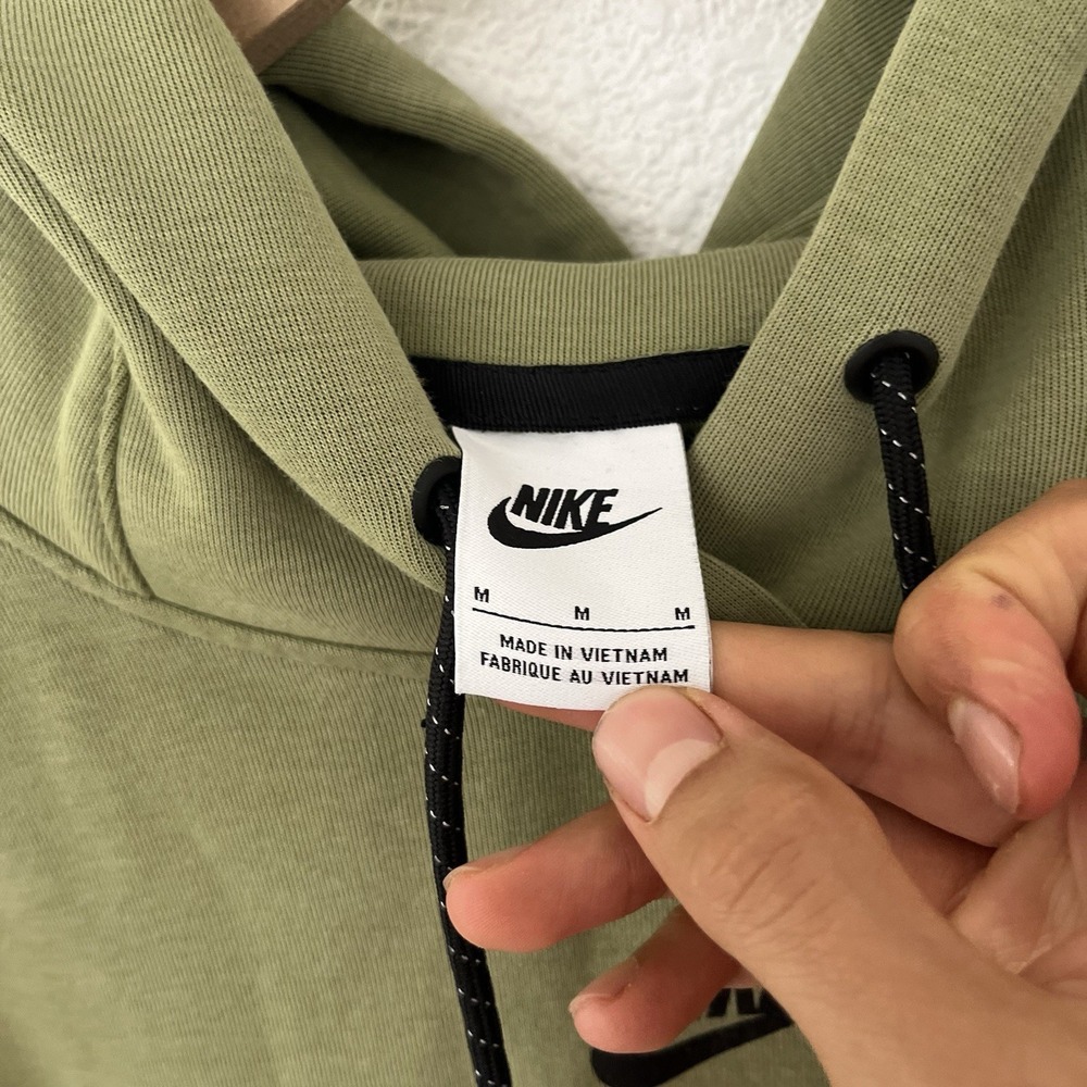 Nike Sportswear Tech Green Fleece Women's Over-Oversized Crop Pullover Hoodie M - Picture 3 of 13